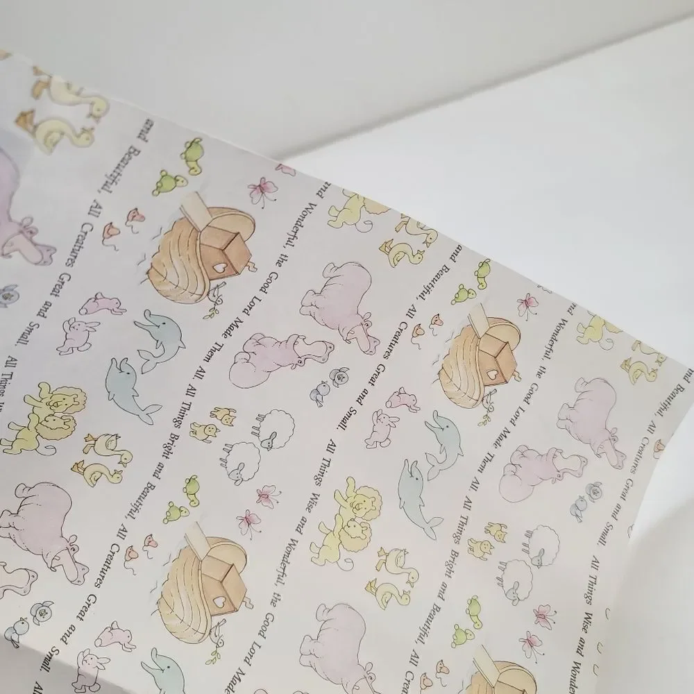 Vintage 90s Gibson Noah's Arc Animals Baby Shower Religious Gift Wrap